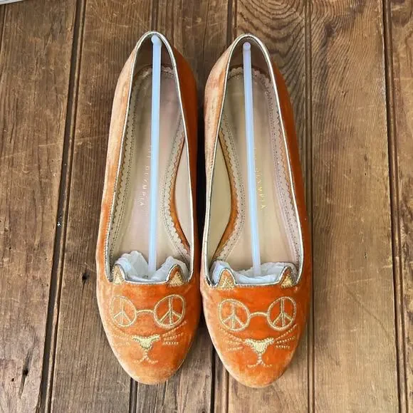 Women’s Charolette Olympia limited edition cat Hippy Kitty Flats size 38 - Picture 2 of 9